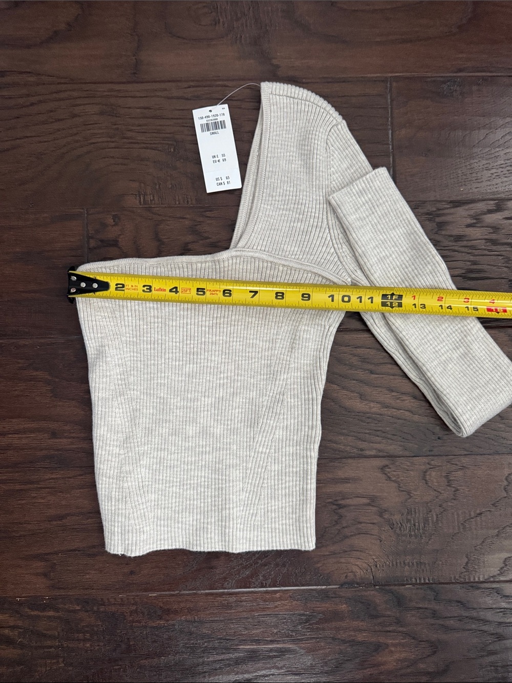 Abercrombie & Fitch One-Shoulder Ribbed Cream Sweater - Picture 5 of 6